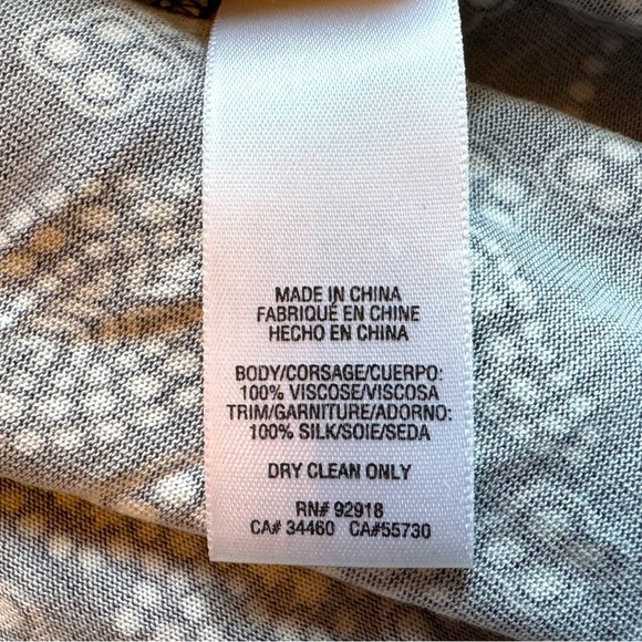 JUICY COUTURE Navy Blue & White Paisley Ruffle Sleeve Dress - Size P - Picture 14 of 16